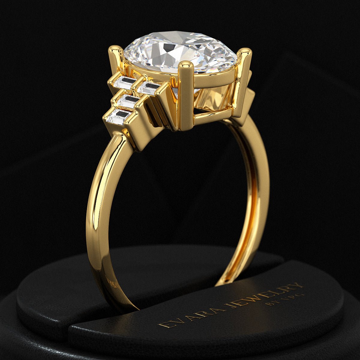 2.50 Carat Oval Cut Art Deco Engagement Ring with Lab Grown Diamonds - Evara Jewelry LLC