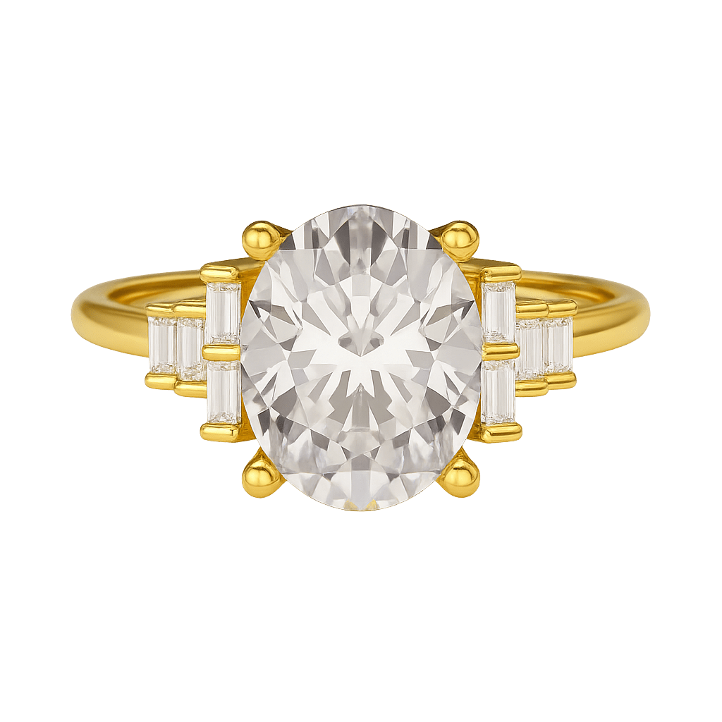 2.50 Carat Oval Cut Art Deco Engagement Ring with Lab Grown Diamonds - Evara Jewelry LLC