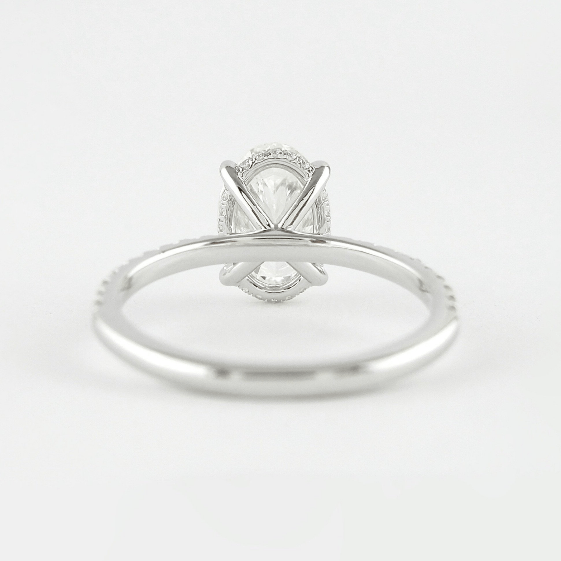 2.50 Carat Oval Cut Prong set Diamond Wedding Ring with Hidden Halo & Pave Diamond Band - Evara Jewelry LLC