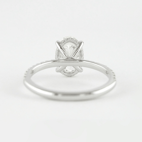 2.50 Carat Oval Cut Prong set Diamond Wedding Ring with Hidden Halo & Pave Diamond Band - Evara Jewelry LLC