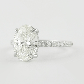2.50 Carat Oval Cut Prong set Diamond Wedding Ring with Hidden Halo & Pave Diamond Band - Evara Jewelry LLC