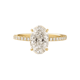 2.50 Carat Oval Cut Prong Set Lab Grown Diamond Engagement Ring with Pave Diamond Band - Evara Jewelry LLC