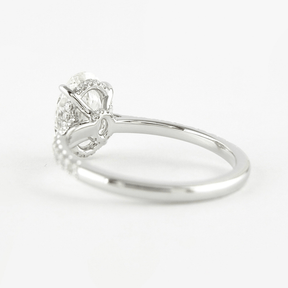 2.50 Carat Oval Cut Prong Set Lab Grown Diamond Engagement Ring with Pave Diamond Band - Evara Jewelry LLC