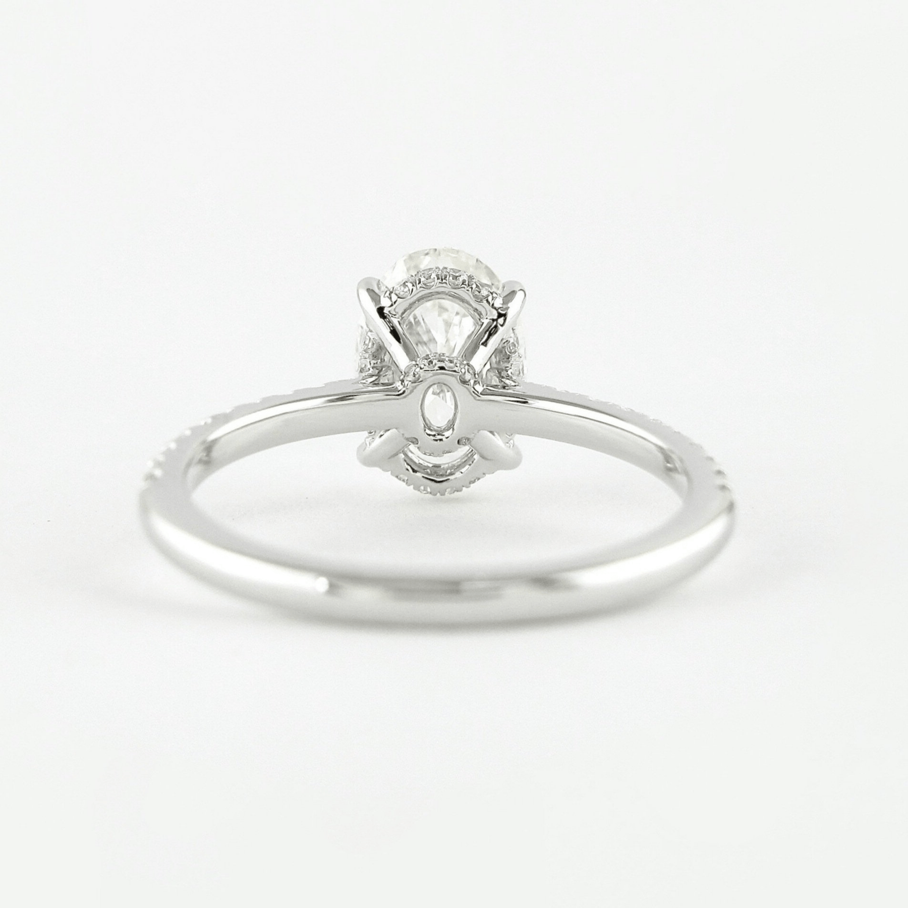 2.50 Carat Oval Cut Prong Set Lab Grown Diamond Engagement Ring with Pave Diamond Band - Evara Jewelry LLC