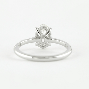 2.50 Carat Oval Cut Prong Set Lab Grown Diamond Engagement Ring with Pave Diamond Band - Evara Jewelry LLC