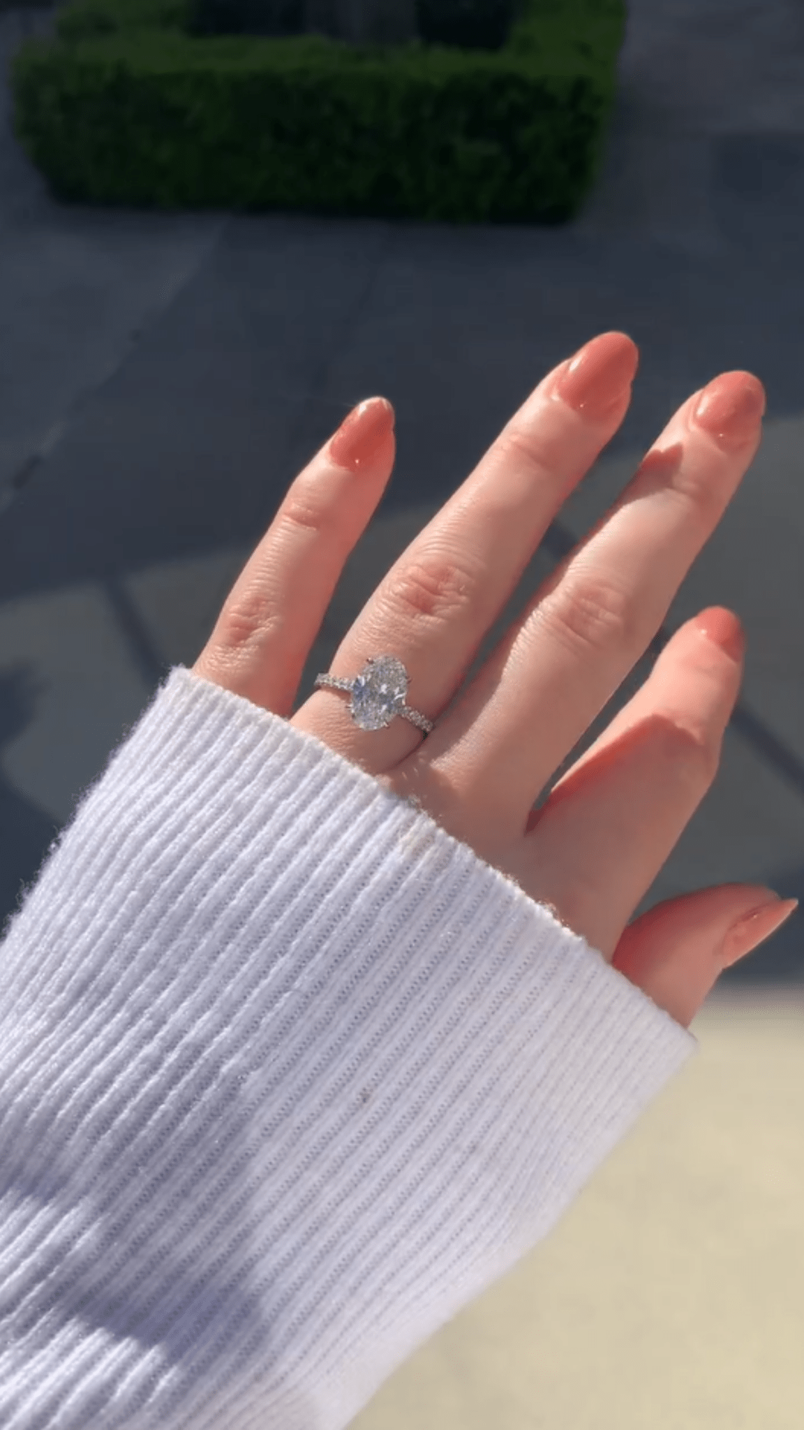 2.50 Carat Oval Cut Prong Set Lab Grown Diamond Engagement Ring with Pave Diamond Band - Evara Jewelry LLC