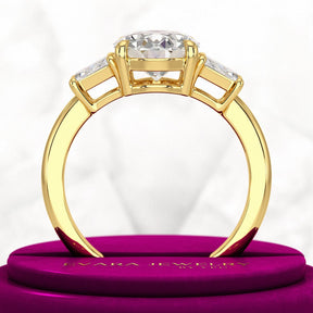 2.50 Carat Oval Diamond Three Stone Engagement Ring - Evara Jewelry LLC