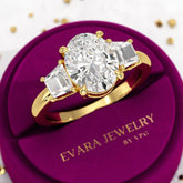 2.50 Carat Oval Diamond Three Stone Engagement Ring - Evara Jewelry LLC