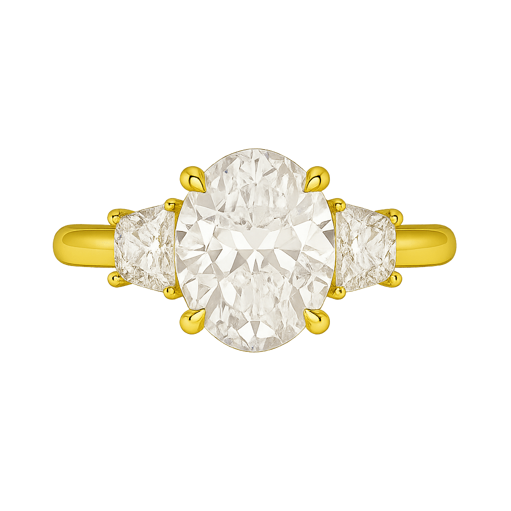 2.50 Carat Oval Diamond Three Stone Engagement Ring - Evara Jewelry LLC