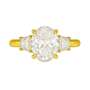 2.50 Carat Oval Diamond Three Stone Engagement Ring - Evara Jewelry LLC