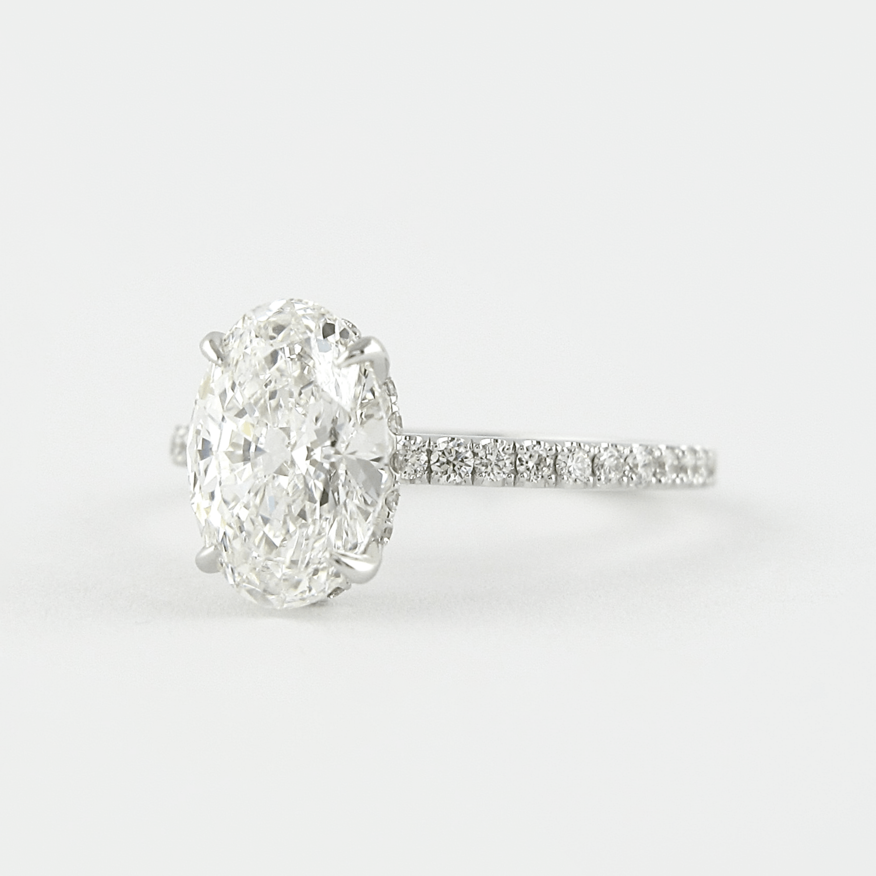 2.50 Carat Oval Pave Engagement Ring with Hidden Halo - Evara Jewelry LLC