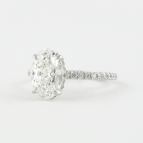 2.50 Carat Oval Pave Engagement Ring with Hidden Halo - Evara Jewelry LLC