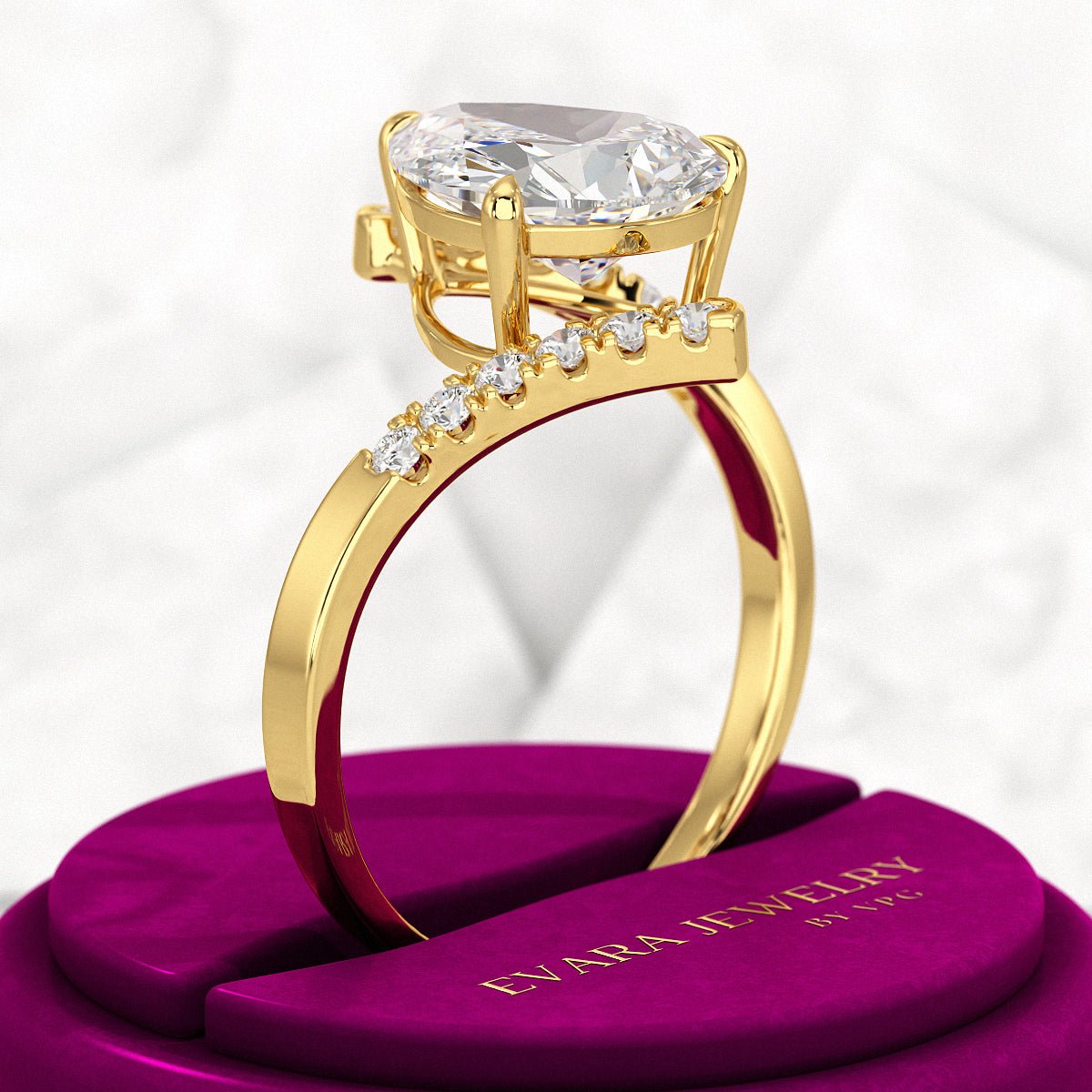 2.50 Carat Pear Cut Diamond Art Deco Statement Ring - Evara Jewelry LLC