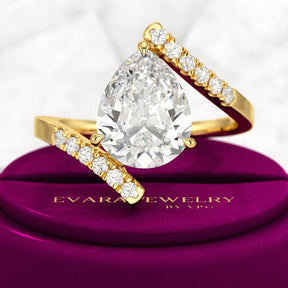 2.50 Carat Pear Cut Diamond Art Deco Statement Ring - Evara Jewelry LLC