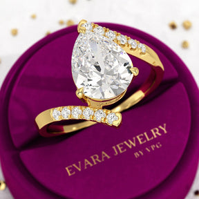 2.50 Carat Pear Cut Diamond Art Deco Statement Ring - Evara Jewelry LLC