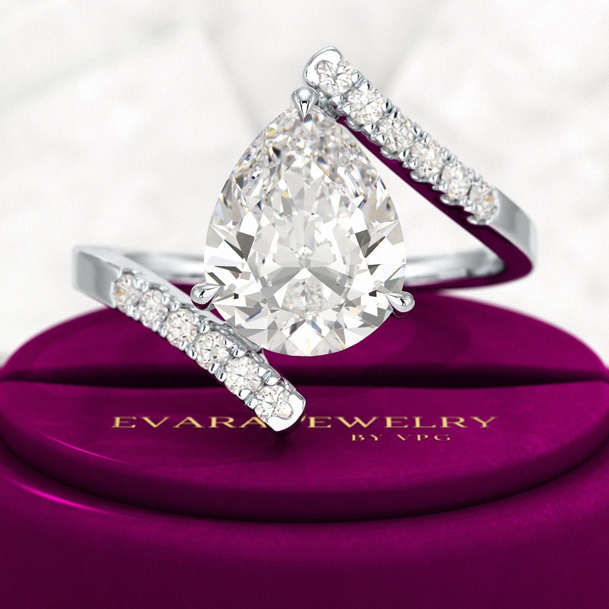 2.50 Carat Pear Cut Diamond Art Deco Statement Ring - Evara Jewelry LLC