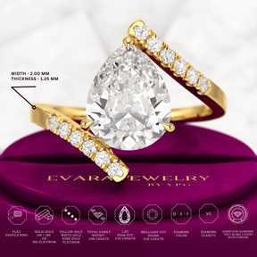 2.50 Carat Pear Cut Diamond Art Deco Statement Ring - Evara Jewelry LLC