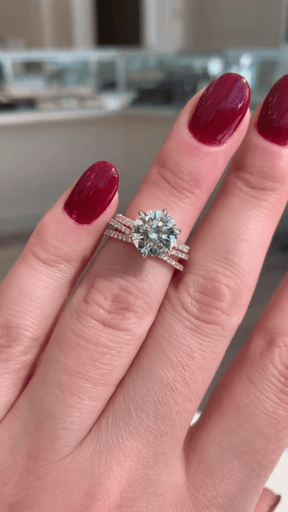 2.50 Carat Round Cut 6 Prongs Engagement Ring with Pave Diamond Band - Evara Jewelry LLC