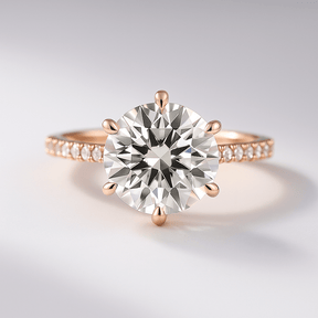 2.50 Carat Round Cut 6 Prongs Engagement Ring with Pave Diamond Band - Evara Jewelry LLC