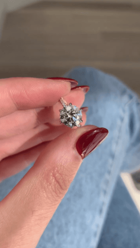 2.50 Carat Round Cut 6 Prongs Engagement Ring with Pave Diamond Band - Evara Jewelry LLC