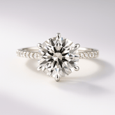2.50 Carat Round Cut 6 Prongs Engagement Ring with Pave Diamond Band - Evara Jewelry LLC
