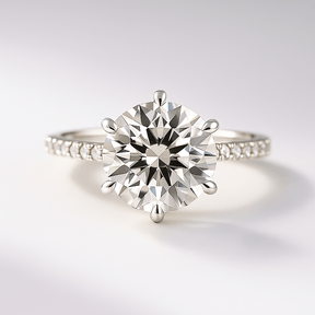 2.50 Carat Round Cut 6 Prongs Engagement Ring with Pave Diamond Band - Evara Jewelry LLC