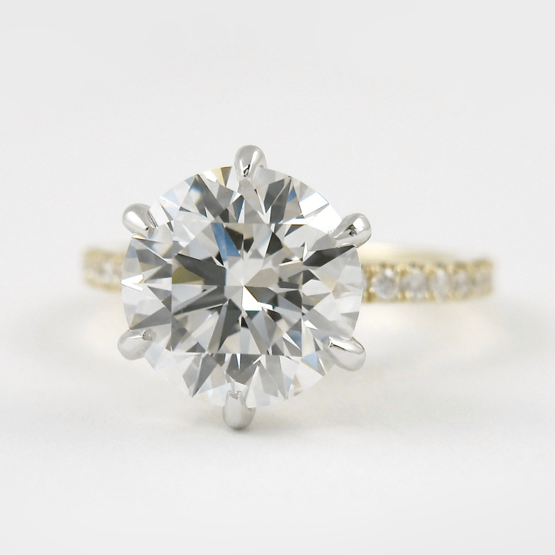 2.50 Carat Round Cut 6 Prongs Engagement Ring with Pave Diamond Band - Evara Jewelry LLC