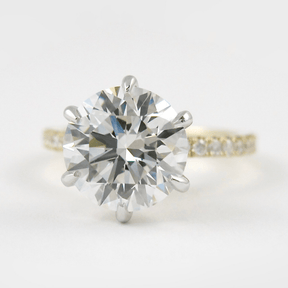 2.50 Carat Round Cut 6 Prongs Engagement Ring with Pave Diamond Band - Evara Jewelry LLC