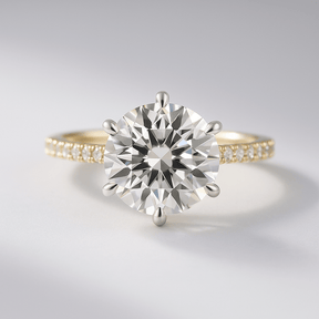 2.50 Carat Round Cut 6 Prongs Engagement Ring with Pave Diamond Band - Evara Jewelry LLC