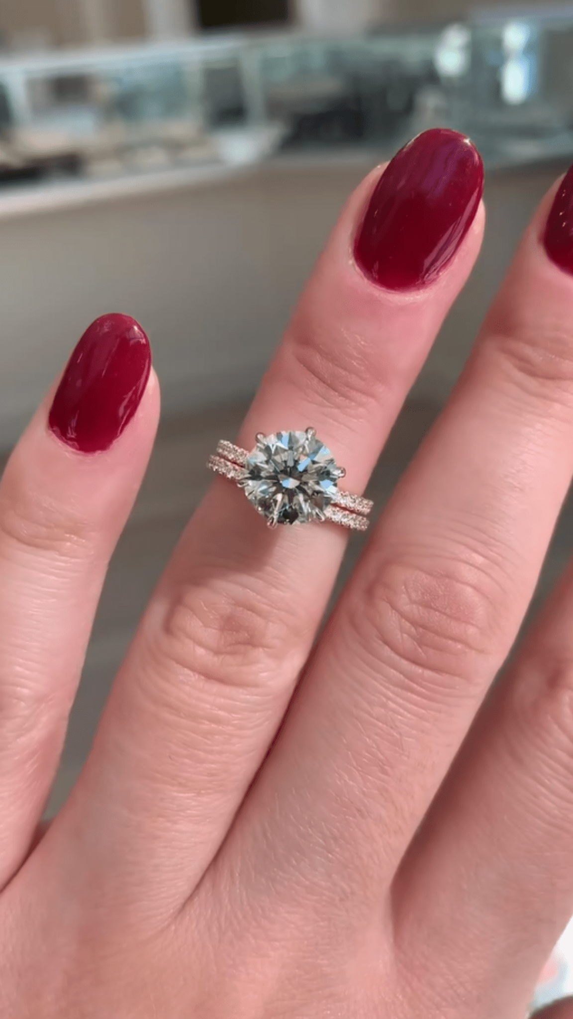 2.50 Carat Round Cut 6 Prongs Engagement Ring with Pave Diamond Band - Evara Jewelry LLC