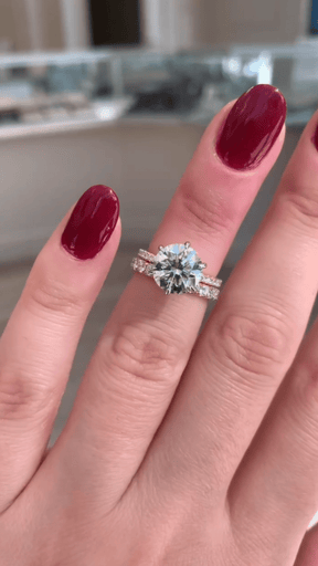 2.50 Carat Round Cut 6 Prongs Engagement Ring with Pave Diamond Band - Evara Jewelry LLC