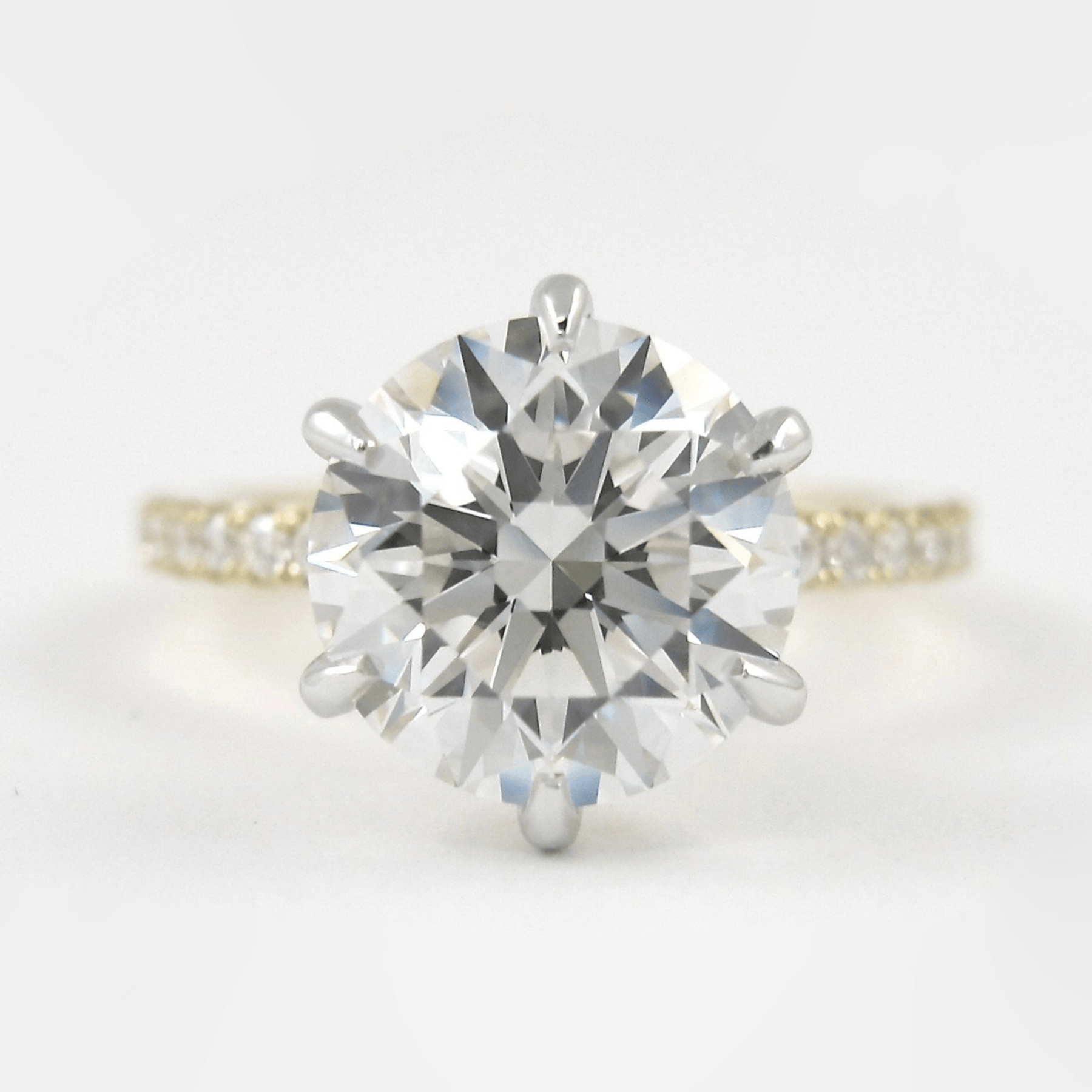 2.50 Carat Round Cut 6 Prongs Engagement Ring with Pave Diamond Band - Evara Jewelry LLC