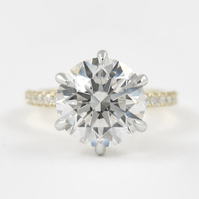 2.50 Carat Round Cut 6 Prongs Engagement Ring with Pave Diamond Band - Evara Jewelry LLC