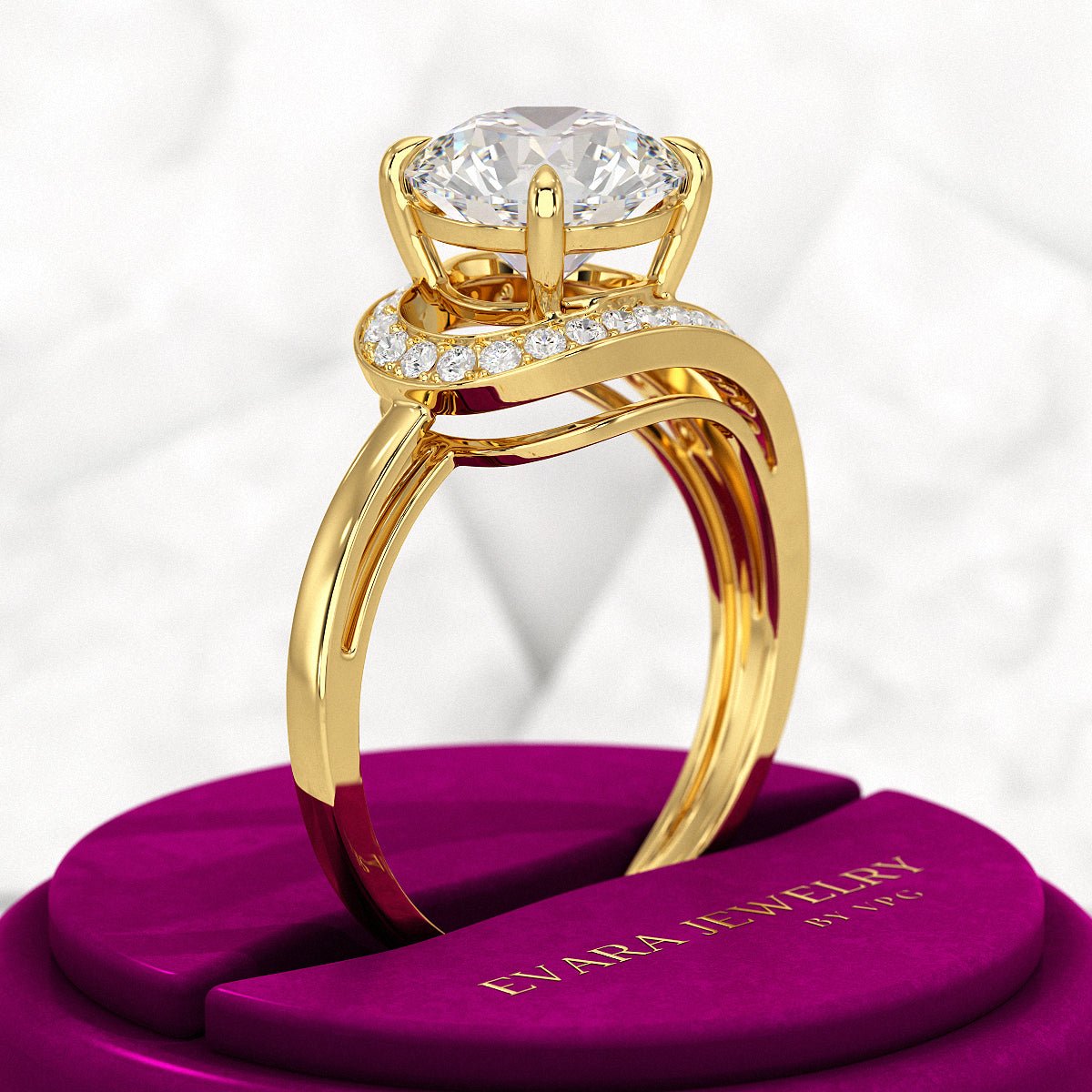 2.50 Carat Round Cut Lab Grown Diamond Minimalist Engagement Ring - Evara Jewelry LLC