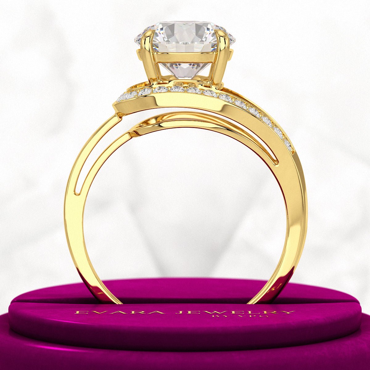 2.50 Carat Round Cut Lab Grown Diamond Minimalist Engagement Ring - Evara Jewelry LLC