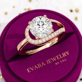2.50 Carat Round Cut Lab Grown Diamond Minimalist Engagement Ring - Evara Jewelry LLC