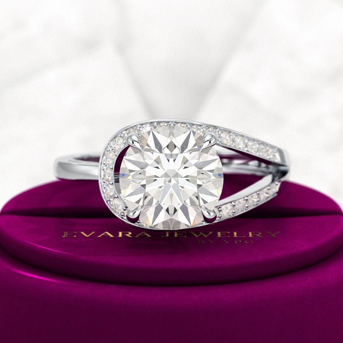 2.50 Carat Round Cut Lab Grown Diamond Minimalist Engagement Ring - Evara Jewelry LLC