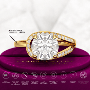 2.50 Carat Round Cut Lab Grown Diamond Minimalist Engagement Ring - Evara Jewelry LLC