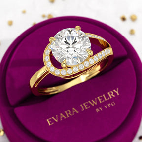 2.50 Carat Round Cut Lab Grown Diamond Minimalist Engagement Ring - Evara Jewelry LLC
