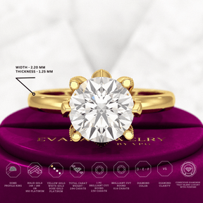 2.50 Carat Round Cut Lab Grown Diamond Nature Inspired Engagement Ring - Evara Jewelry LLC