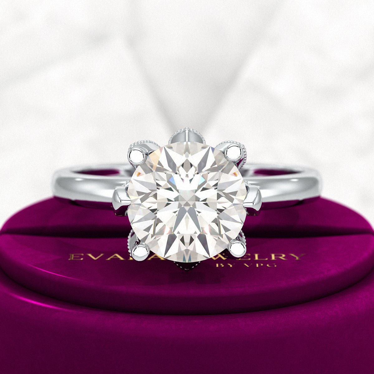 2.50 Carat Round Cut Lab Grown Diamond Nature Inspired Engagement Ring - Evara Jewelry LLC