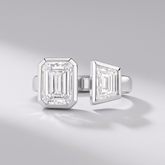 2.75 TCW Toi Et Moi Emerald & Trapezoid Cut Two Stone Engagement Ring - Evara Jewelry LLC