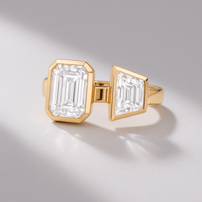 2.75 TCW Toi Et Moi Emerald & Trapezoid Cut Two Stone Engagement Ring - Evara Jewelry LLC