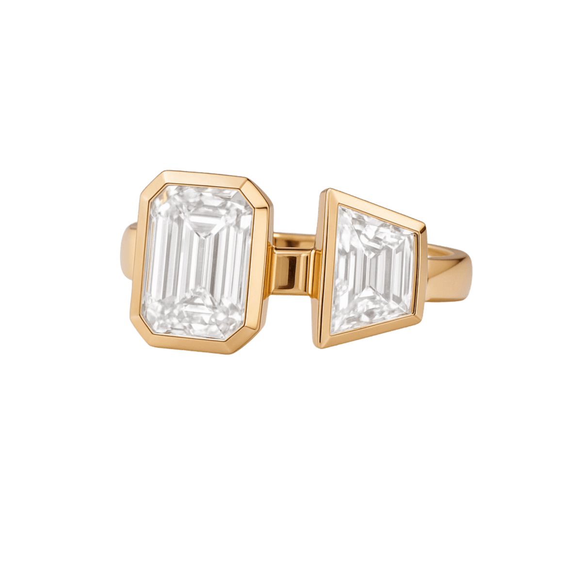 2.75 TCW Toi Et Moi Emerald & Trapezoid Cut Two Stone Engagement Ring - Evara Jewelry LLC