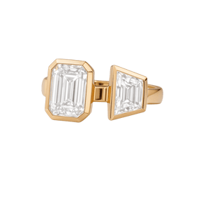 2.75 TCW Toi Et Moi Emerald & Trapezoid Cut Two Stone Engagement Ring - Evara Jewelry LLC