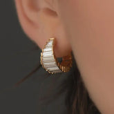 2.76 Carat Lab Grown Diamond Baguette Earrings: 14K Solid Gold, Diamond Art Deco Hoops - Evara Jewelry LLC