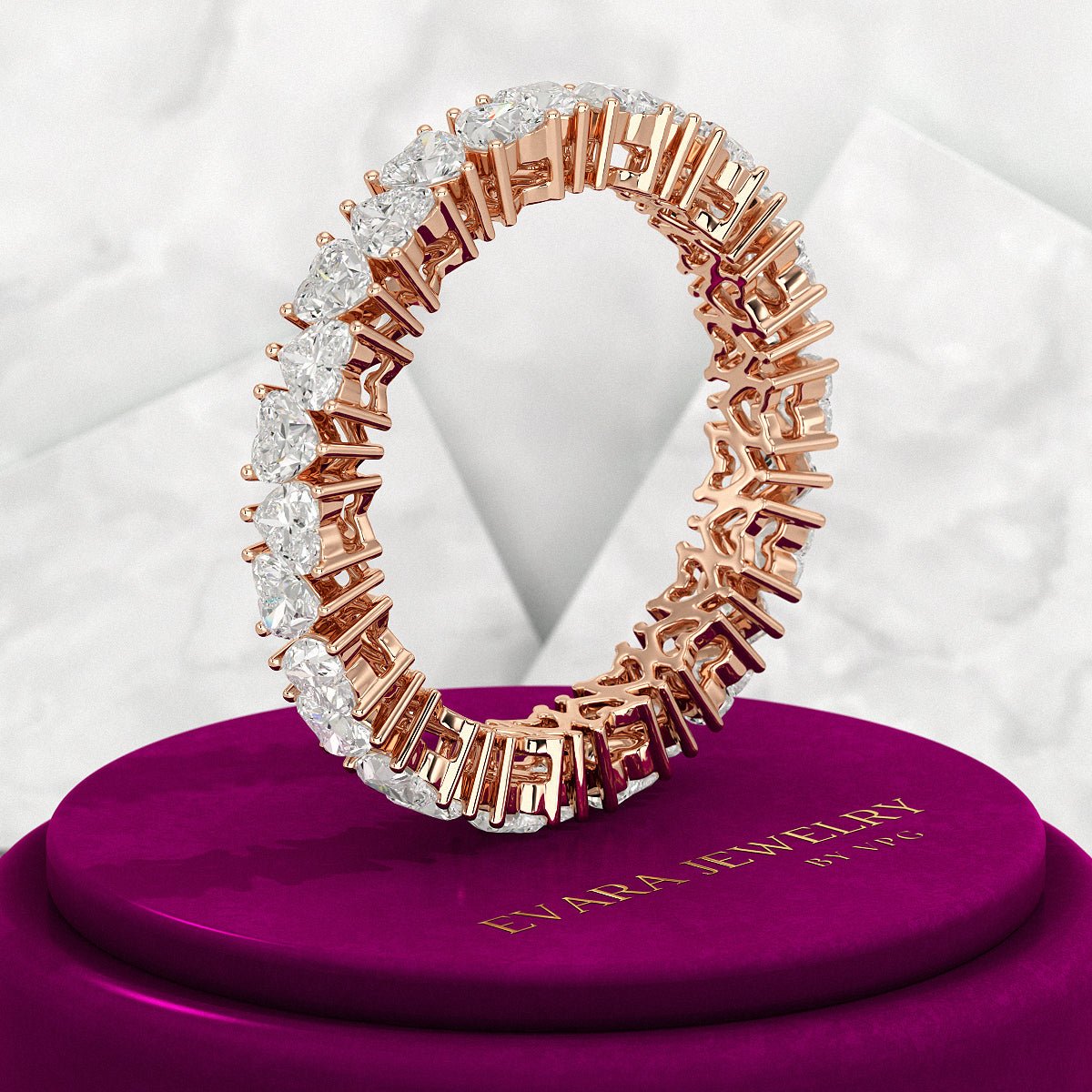 2.80 Carats Heart Cut Diamond Wedding Band - Evara Jewelry LLC