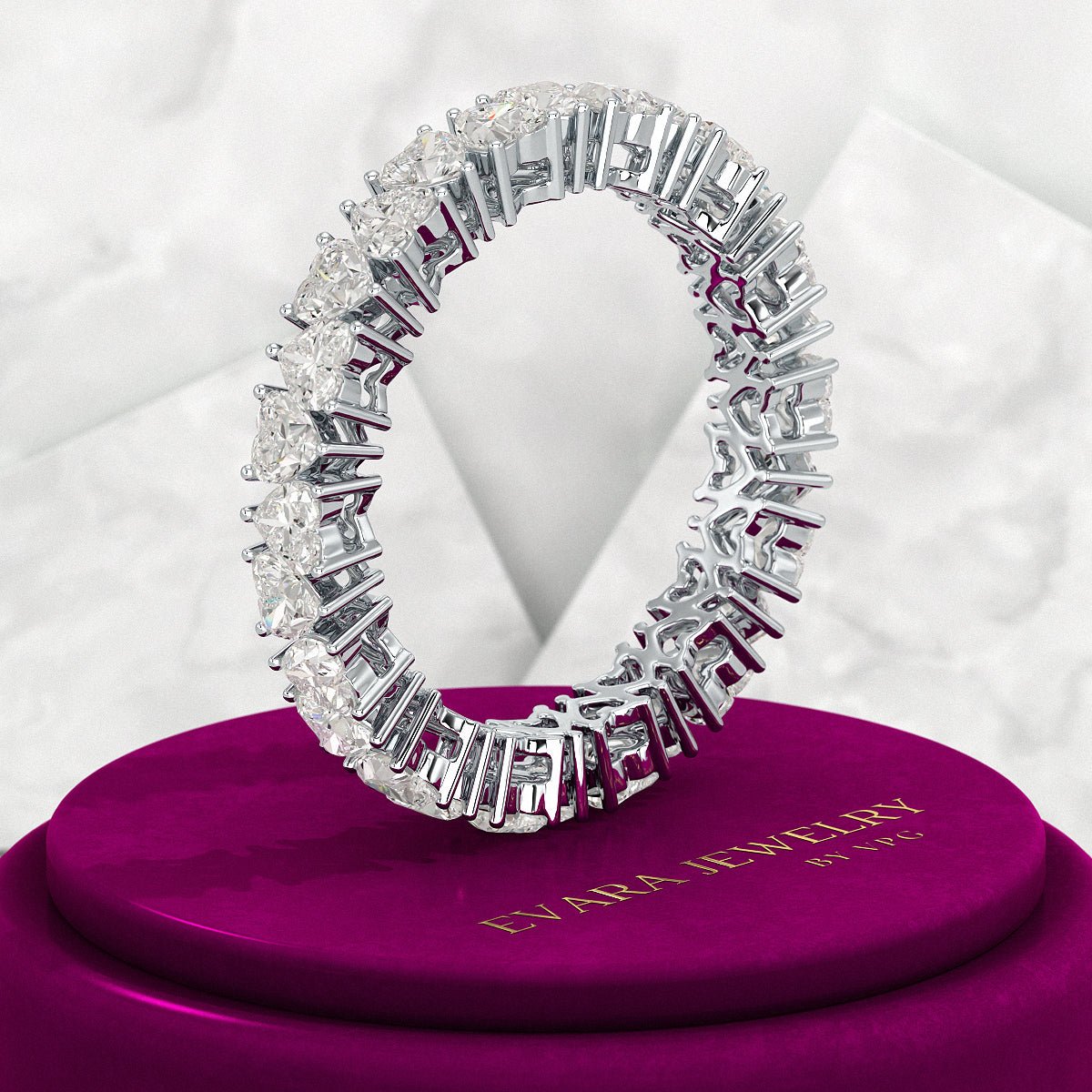 2.80 Carats Heart Cut Diamond Wedding Band - Evara Jewelry LLC