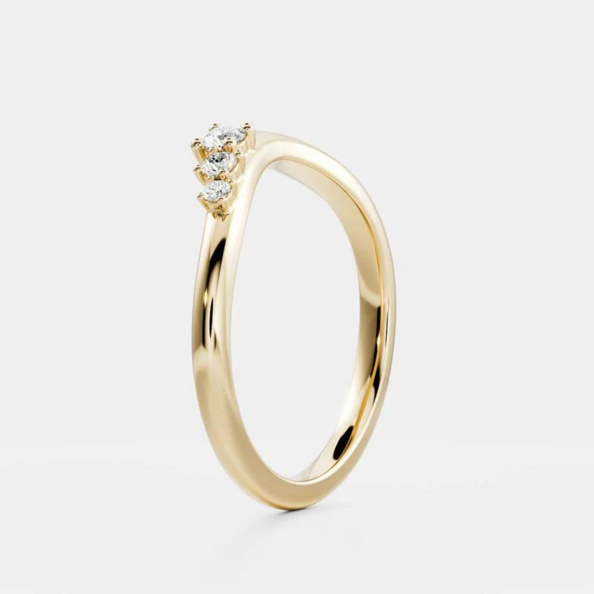 Curved Round Band With Lab Grown Diamonds in Solid 14K/18K Gold