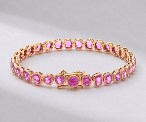 12 Carat Natural Pink Sapphire Mixed-Shape Tennis Bracelet in 14K Gold